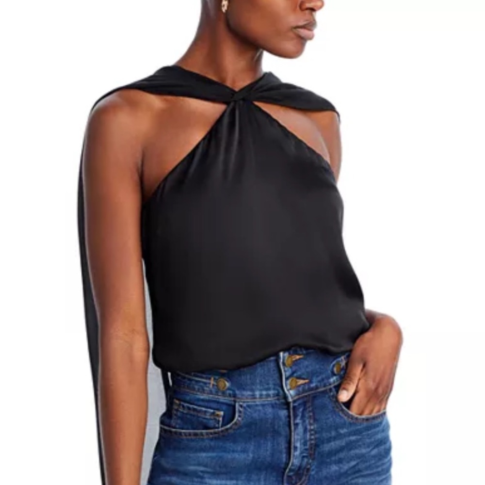 L’AGENCE Elegant Black Cape-Style Women's Top